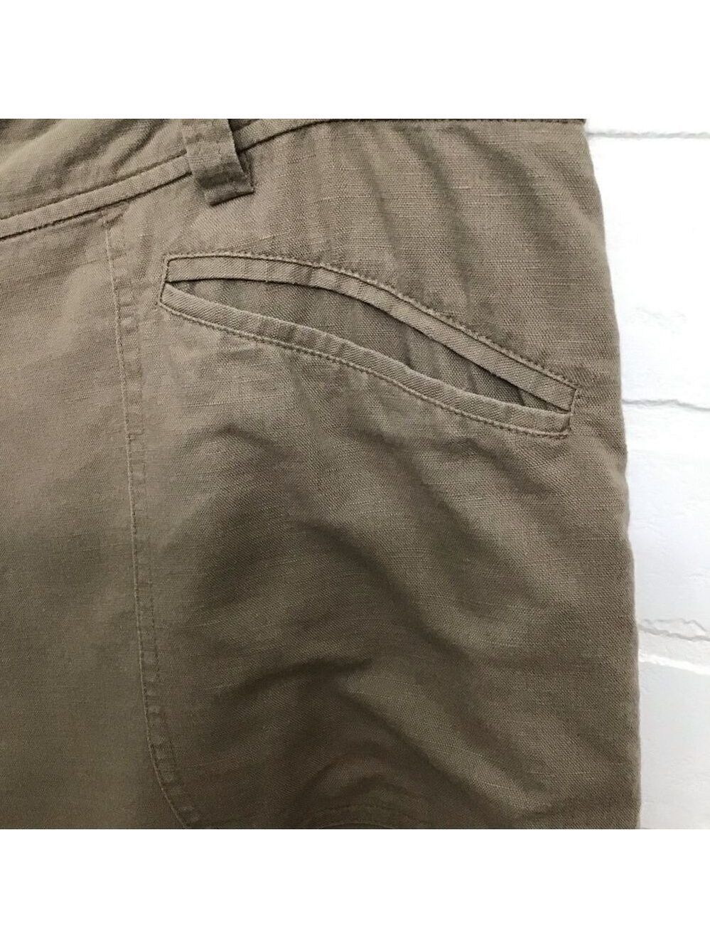 OLSEN Europe Anna linen blend pedal pusher pants crop wedge size 10 wide legs - Picture 6 of 11
